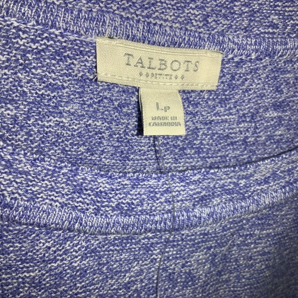 Talbots heathered blue cotton knit top Sz PL 3/4 sleeve button detail New - Picture 3 of 5